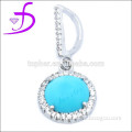 Wholesale Sterling Silver Turquoise Pendant, silver jewelry round brilliant cut pendant